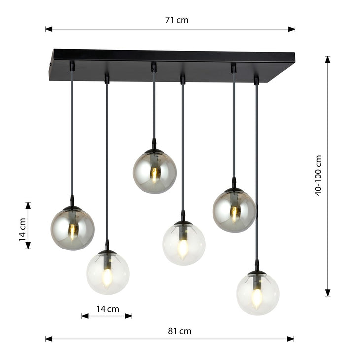 Lustra suspendata COSMO 6 neagra MIX2