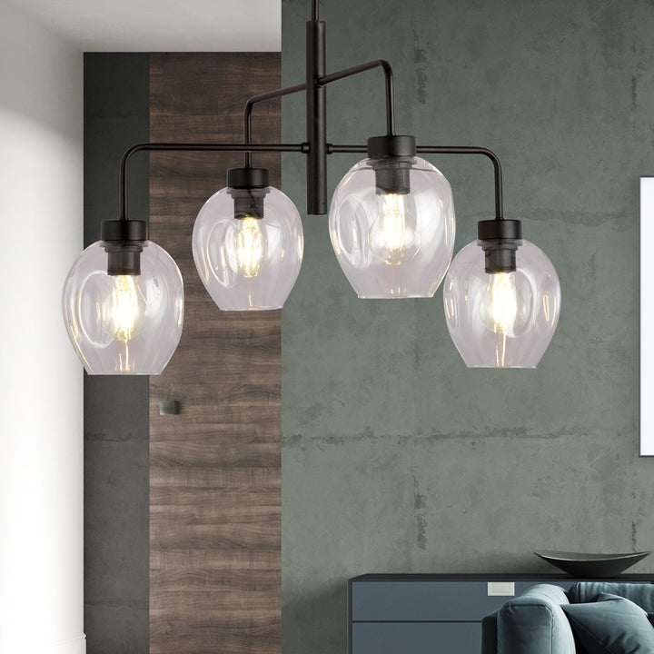 Lustra LUKKA 4 neagra cu abajur transparent