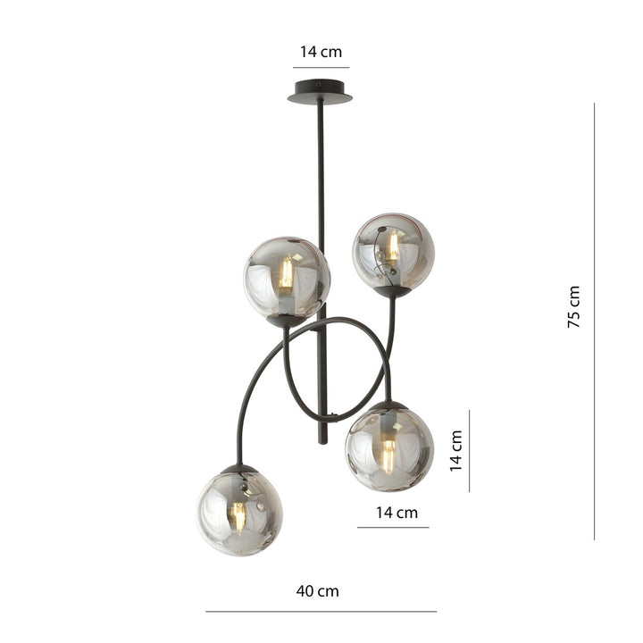 Lustra ARCHI 4B neagra GRAFIT