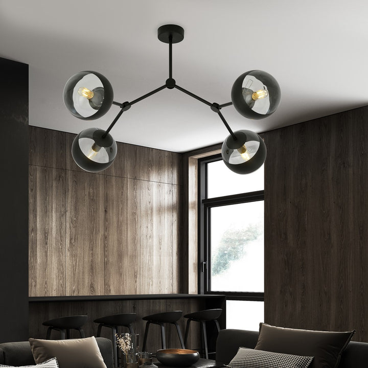Plafoniera SPACE 4 neagra cu dungi