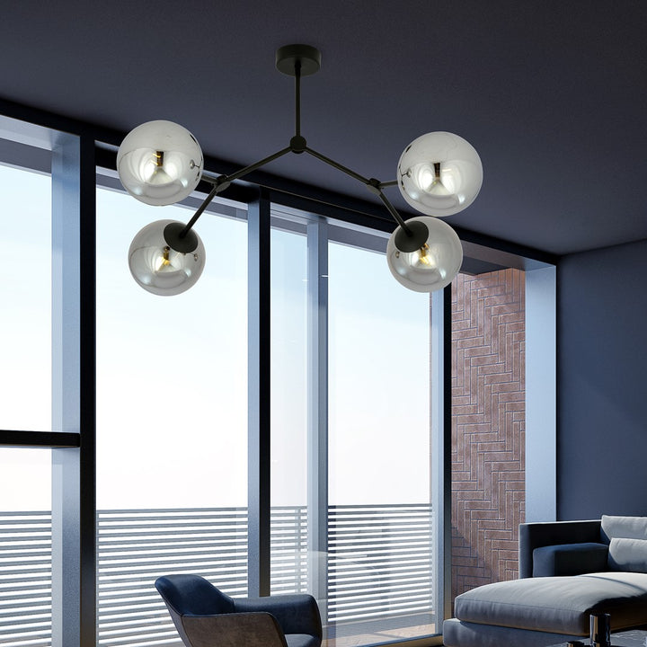 Plafoniera SPACE 4 neagra cu abajur grafit