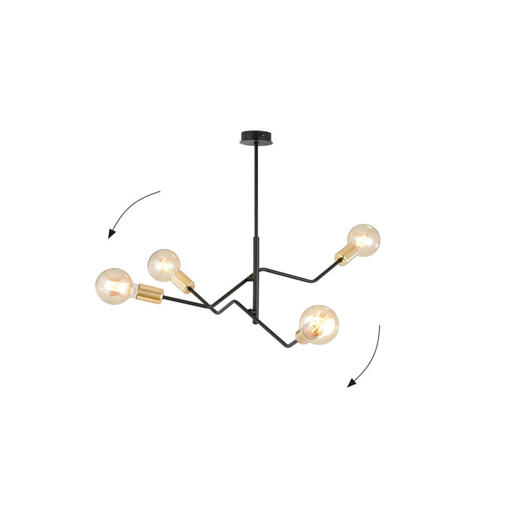 Lustra BOLT 4 neagra cu auriu