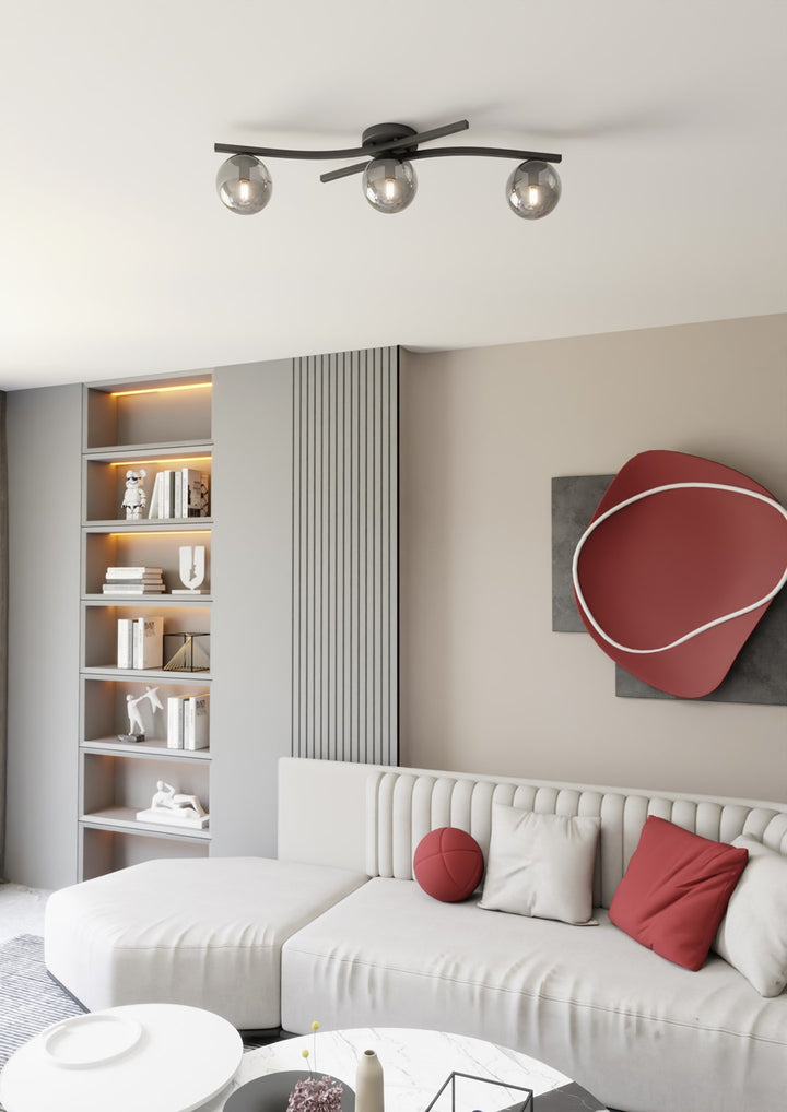 Plafoniera OPUS 3 neagra si abajur grafit