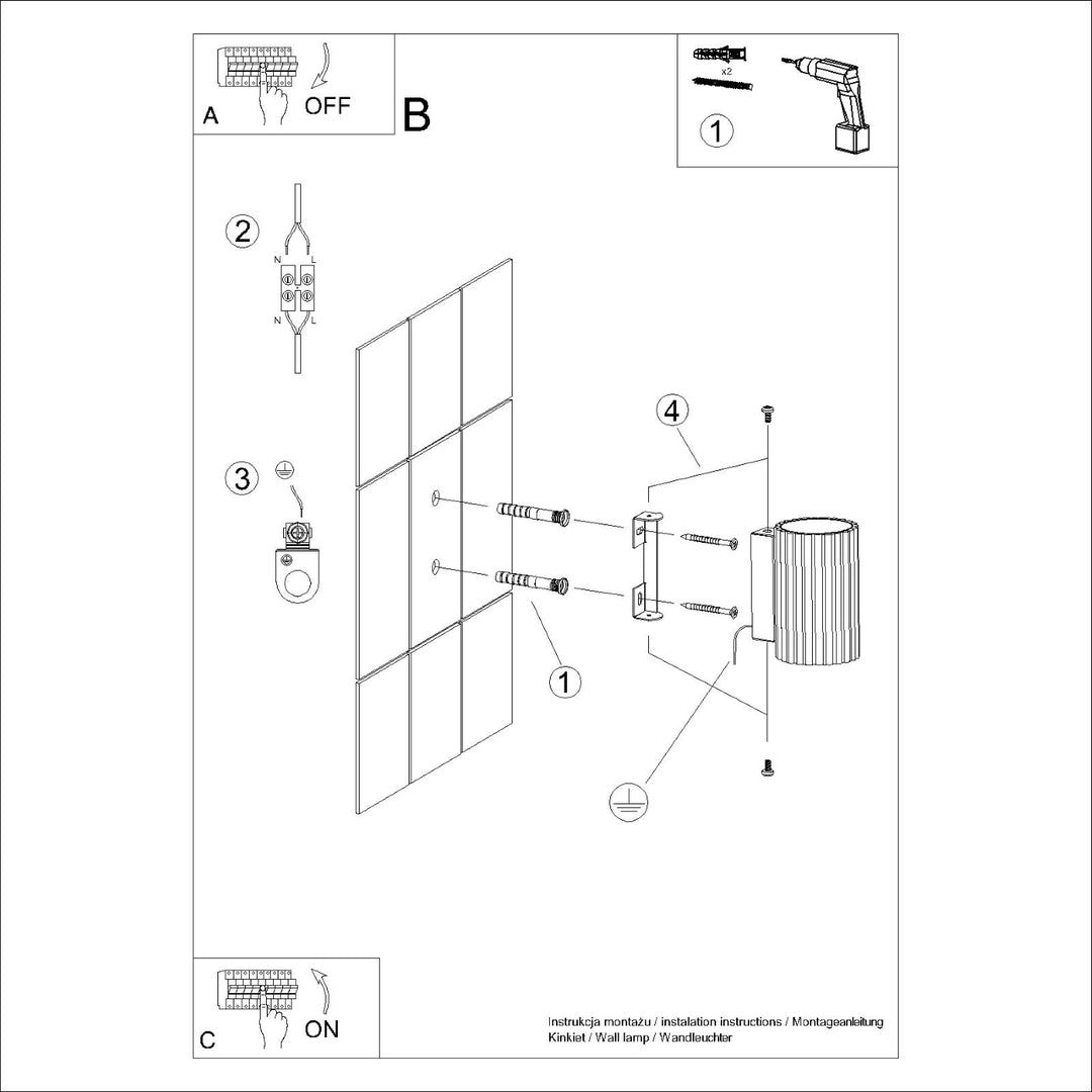 Lampa de perete KARBON 10 auriu