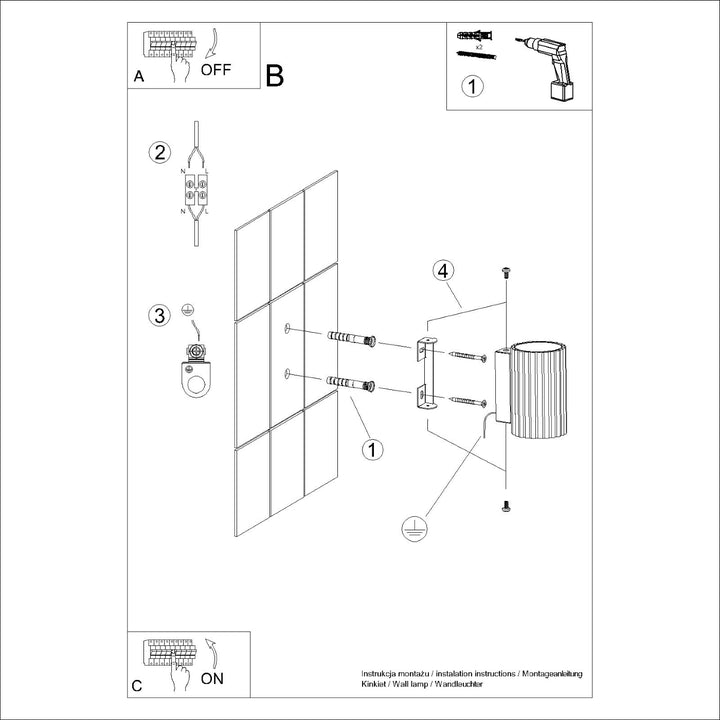 Lampa de perete KARBON 10 auriu