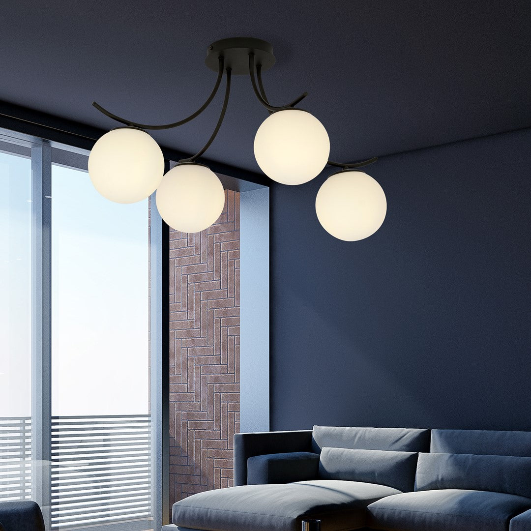 Lustra BOSTON 4 neagra/opal