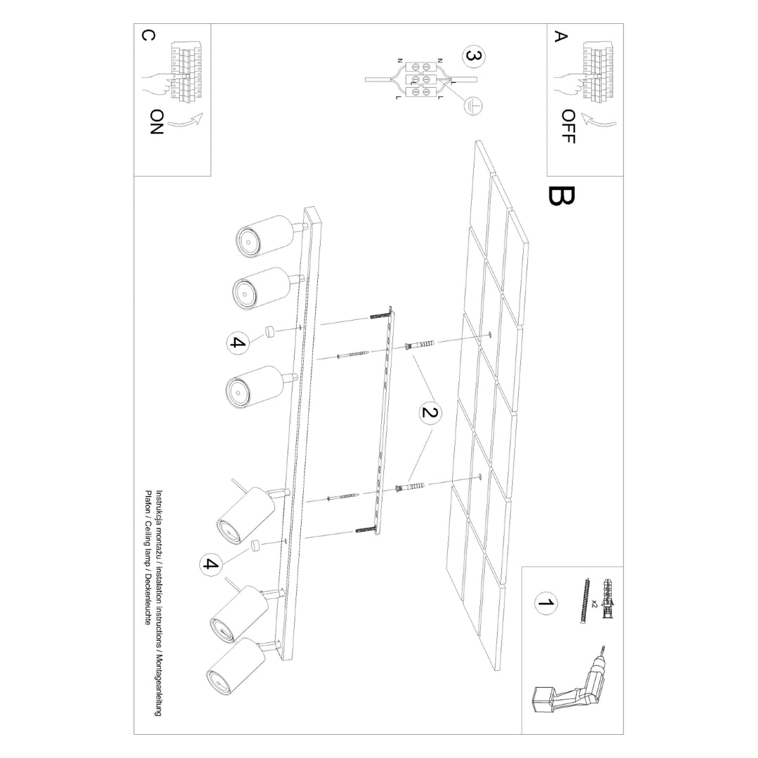 Plafoniera RING 6L bej
