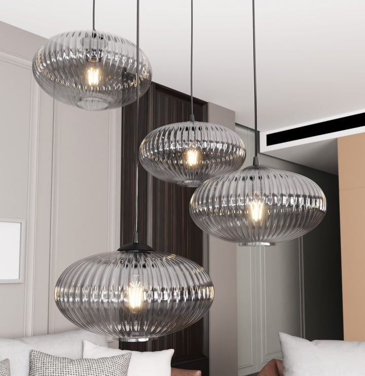 Lustra suspendata cu 4 pendule COCO 4 neagra PREM  grafit