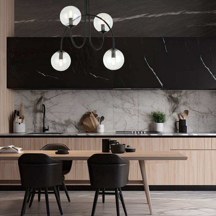 Lustra ARCHI 4A neagra cu abajur transparent