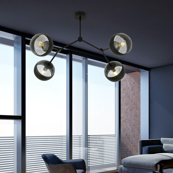 Plafoniera SPACE 4 neagra cu dungi