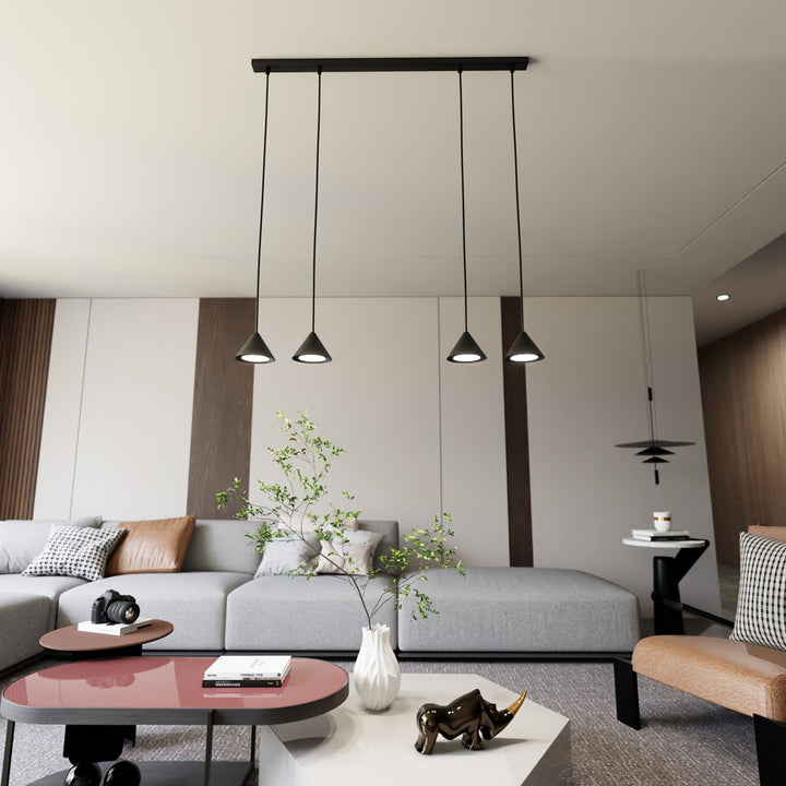 Lustra suspendata cu abajur conic ELIT 4 neagra