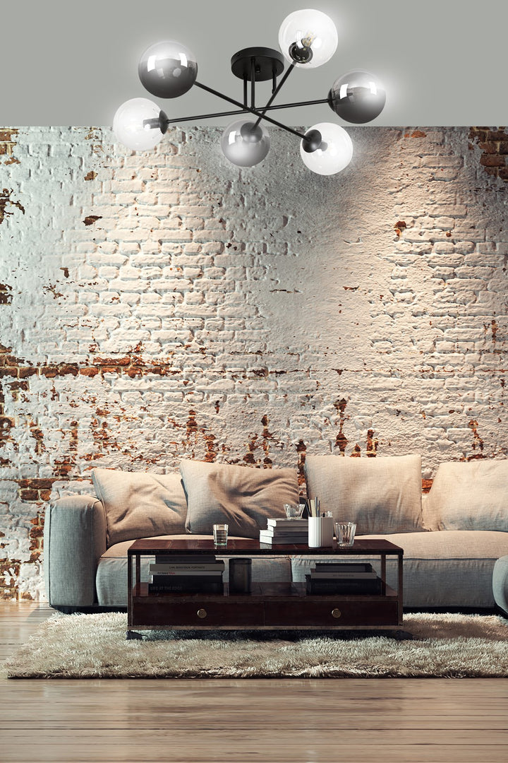 Plafoniera BRENDI 6B neagra MIX 1