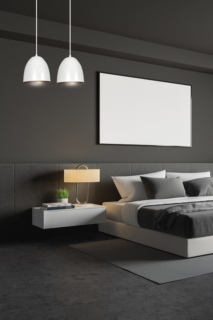 Lustra suspendata LENOX 2 alba / auriu