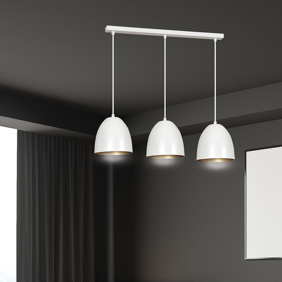 Lustra suspendata LENOX 3 alba / auriu