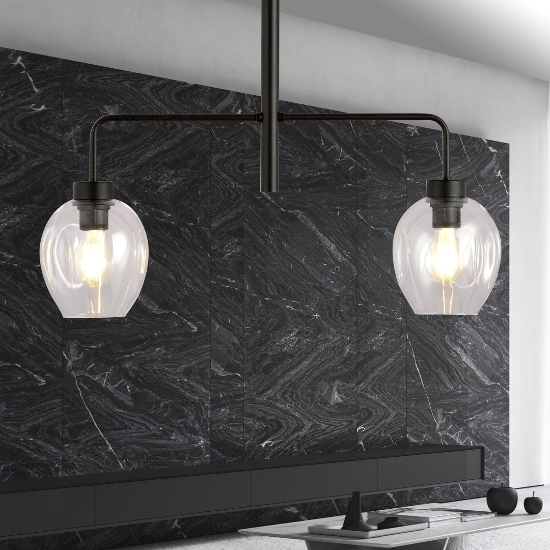 Lustra LUKKA 2 neagra cu abajur transparent
