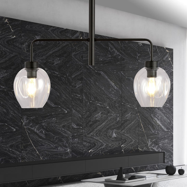 Lustra LUKKA 2 neagra cu abajur transparent