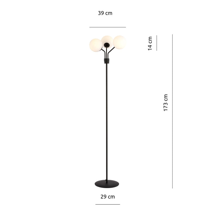 Lampa de podea NOVA LP3 BLACK/OPAL