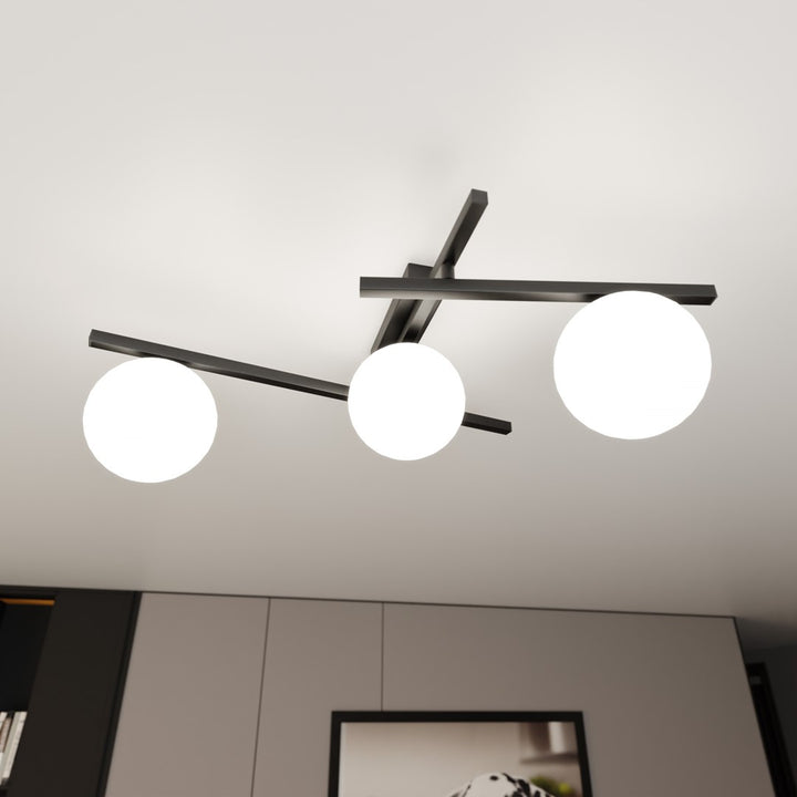 Plafoniera SMART 3 neagra si opal