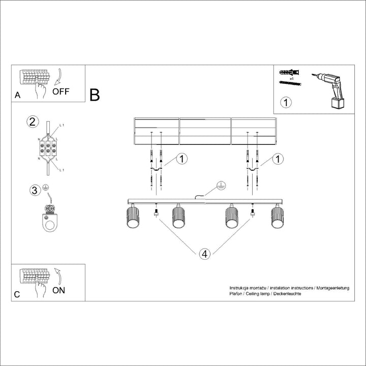 Plafoniera KARBON 4L auriu