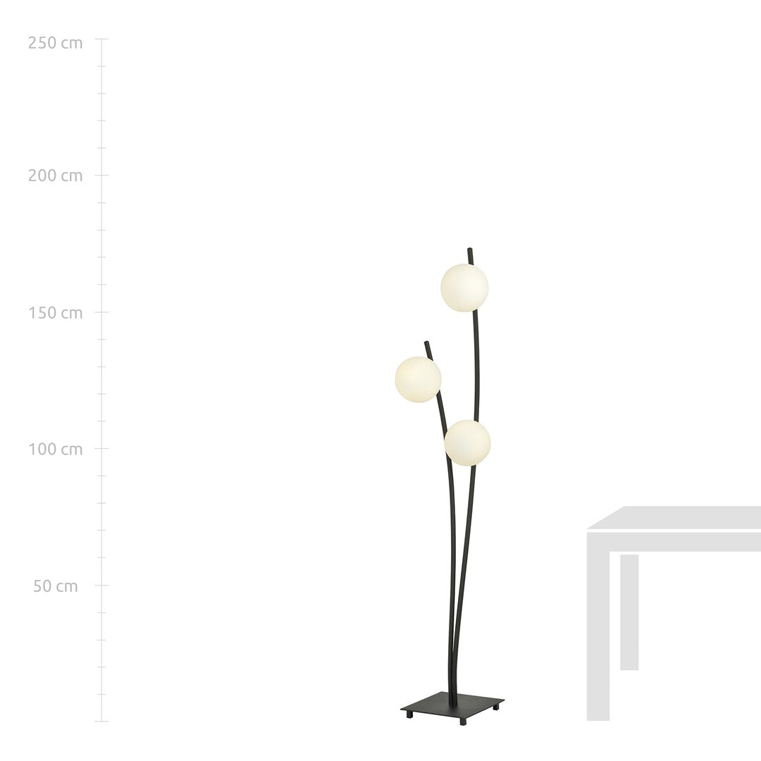 Lampa de podea HUNTER LP3 BLACK/OPAL