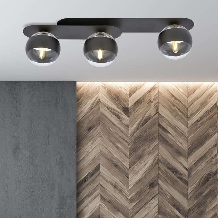 Plafoniera PLAZA 3 neagra cu dungi