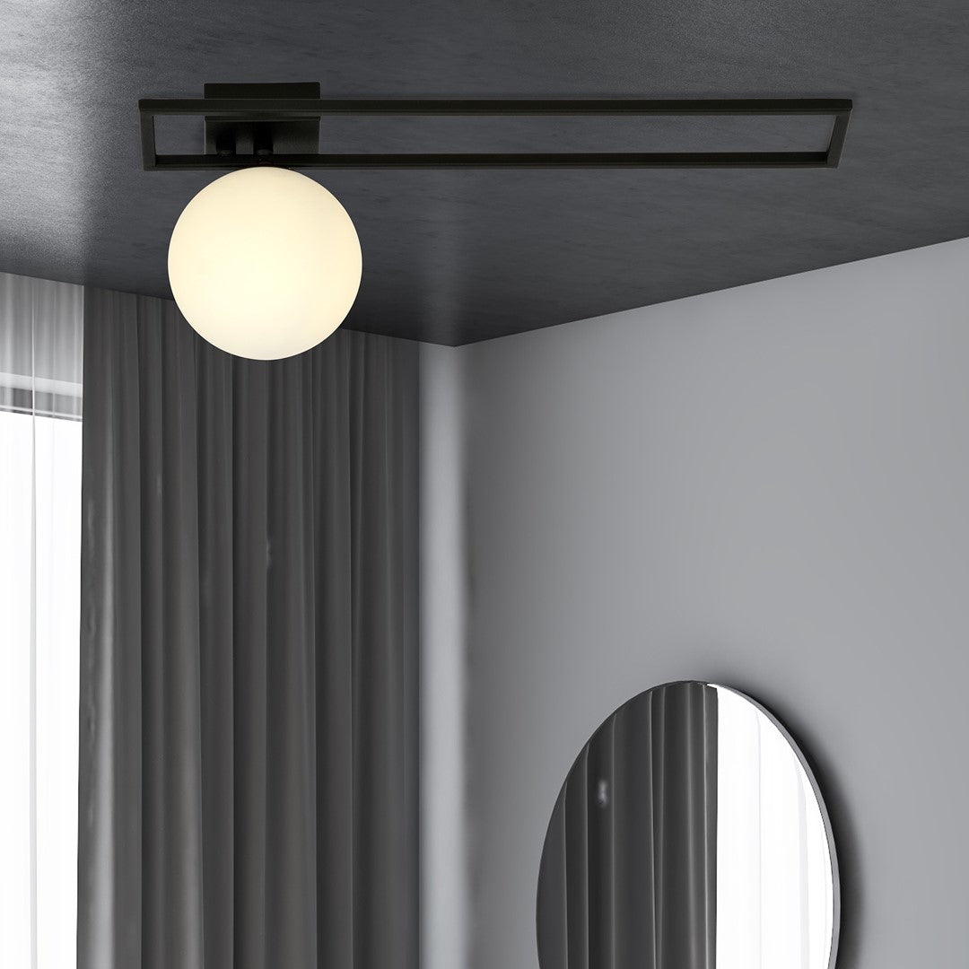 Plafoniera IMAGO 1C neagra cu abajur opal