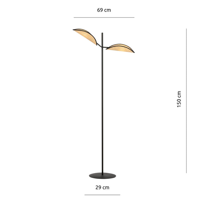 Lampa de podea VENE LP2 neagra si ratan