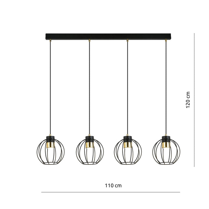 Lustra suspendata cu 4 pendule AJAX 4 neagra/auriu