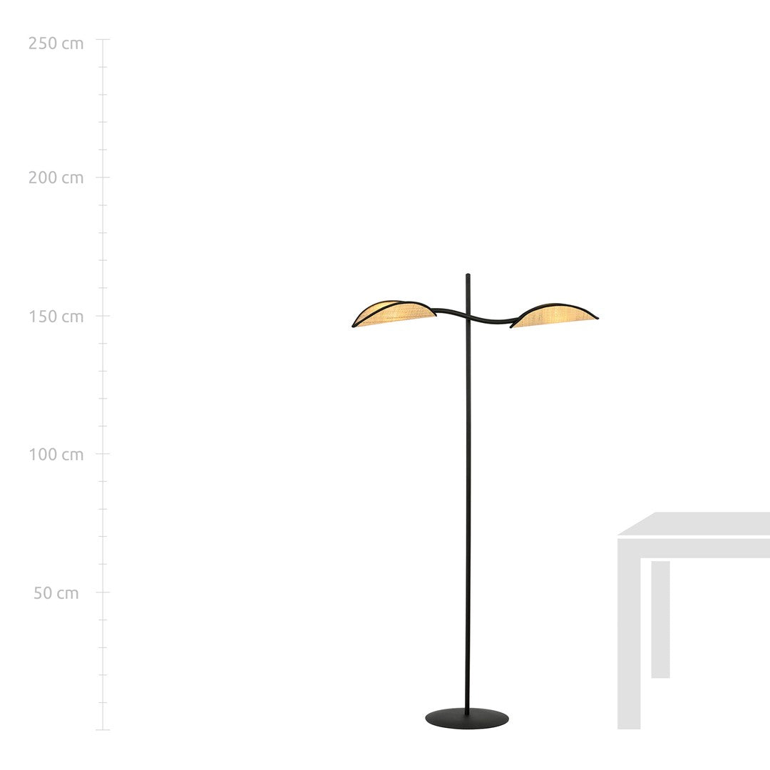 Lampa de podea LOTUS LP2 BLACK/RATTAN