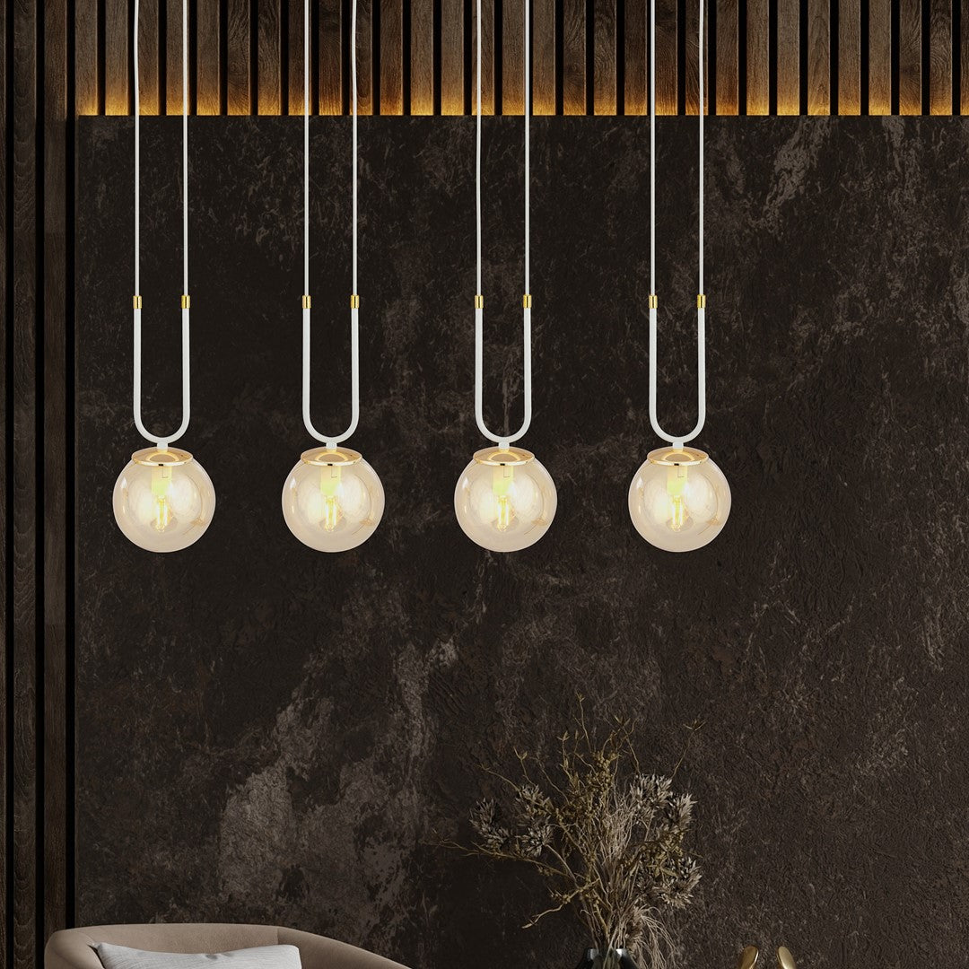 Lustra suspendata GLAM 4 alba/chihlimbar