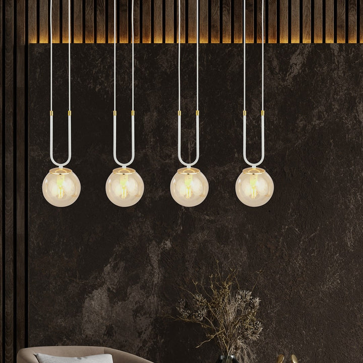 Lustra suspendata GLAM 4 alba/chihlimbar