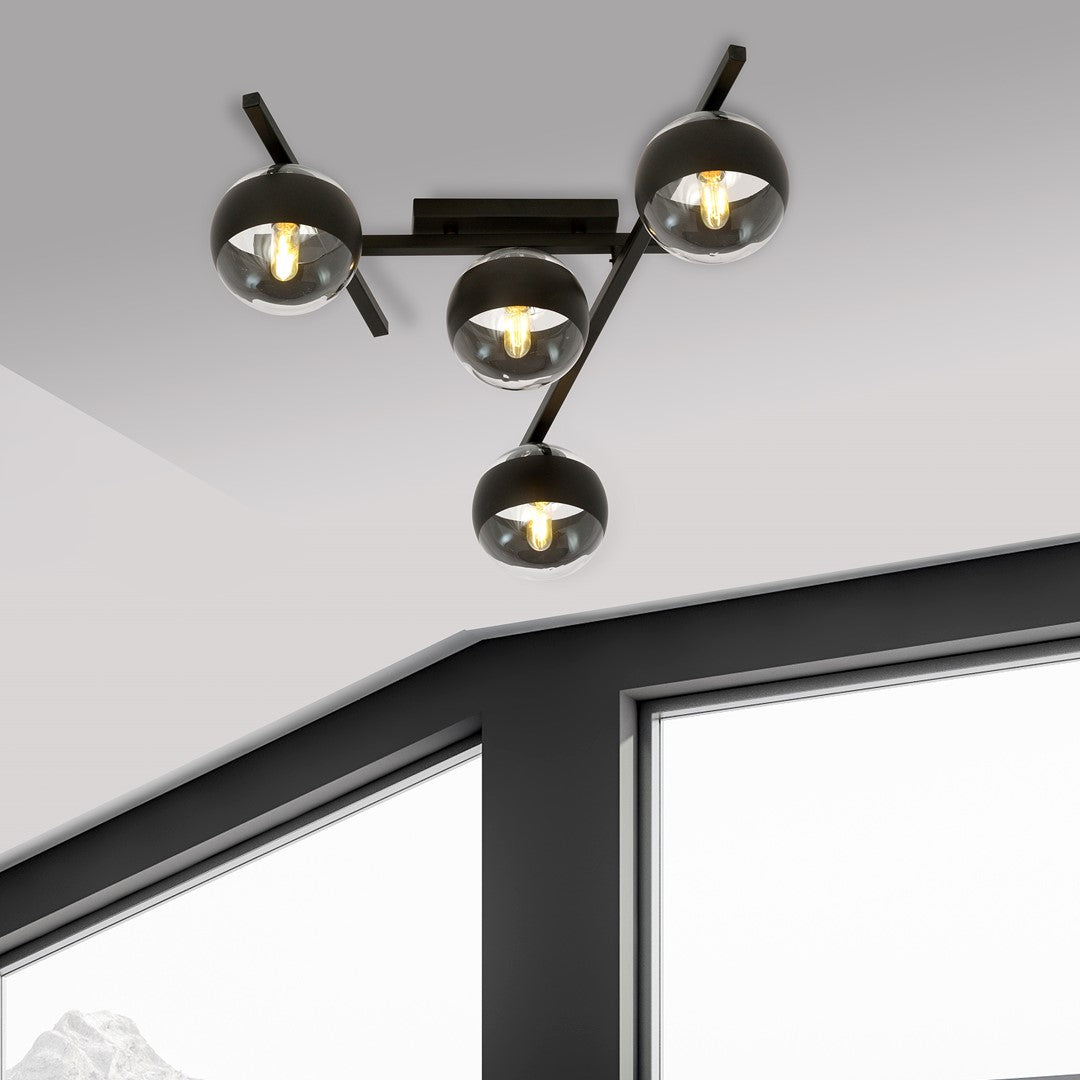 Plafoniera SMART 4 neagra cu dungi