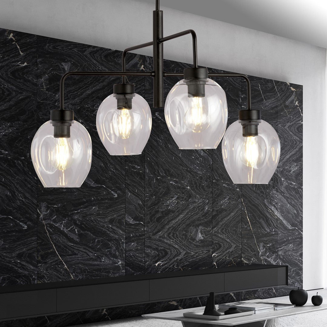 Lustra LUKKA 4 neagra cu abajur transparent