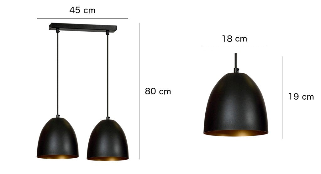 Lustra suspendata LENOX 2 neagra / auriu