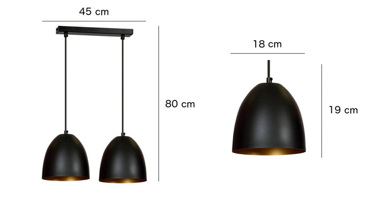 Lustra suspendata LENOX 2 neagra / auriu