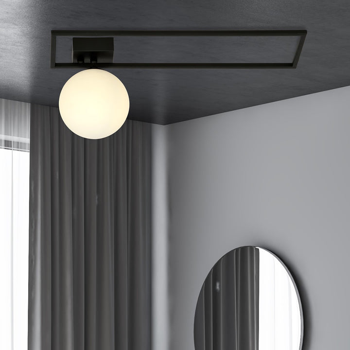 Plafoniera IMAGO 1B neagra cu abajur opal