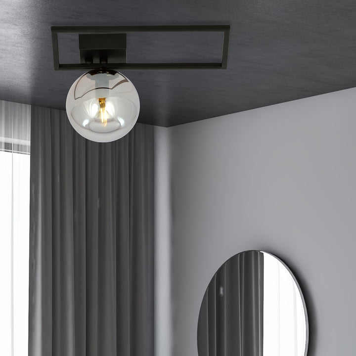 Plafoniera IMAGO 1D neagra cu abajur grafit