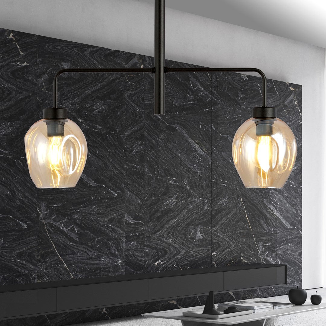 Lustra LUKKA 2 neagra si chihlimbar