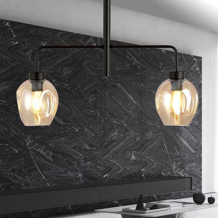 Lustra LUKKA 2 neagra si chihlimbar