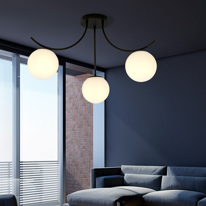 Lustra BOSTON 3 neagra/opal