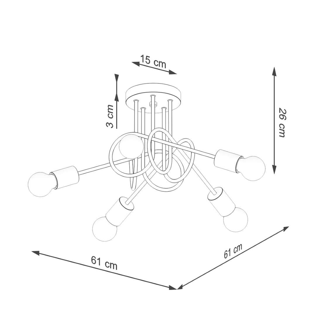 Candelabru cu elemente din lemn EMBER 5 alb