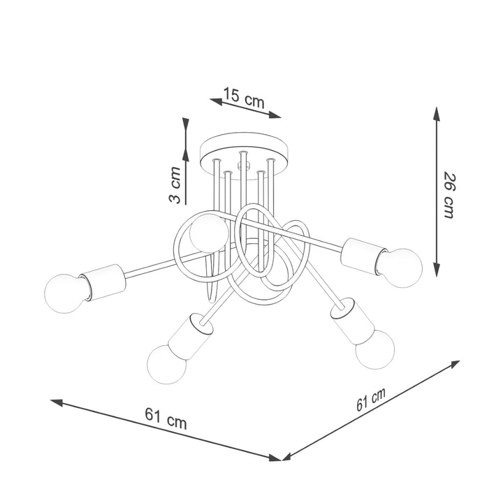 Candelabru cu elemente din lemn EMBER 5 alb