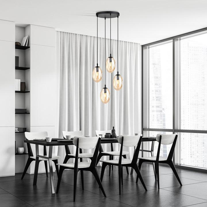 Lustra suspendata ASTRAL 4 neagra PREMIUM chihlimbar