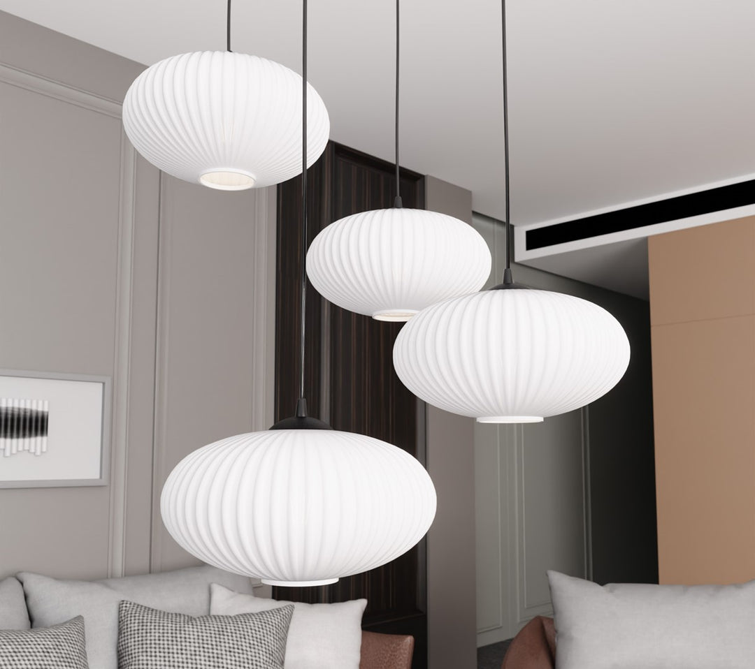 Lustra suspendata cu 4 pendule COCO 4 neagra PREM  opal