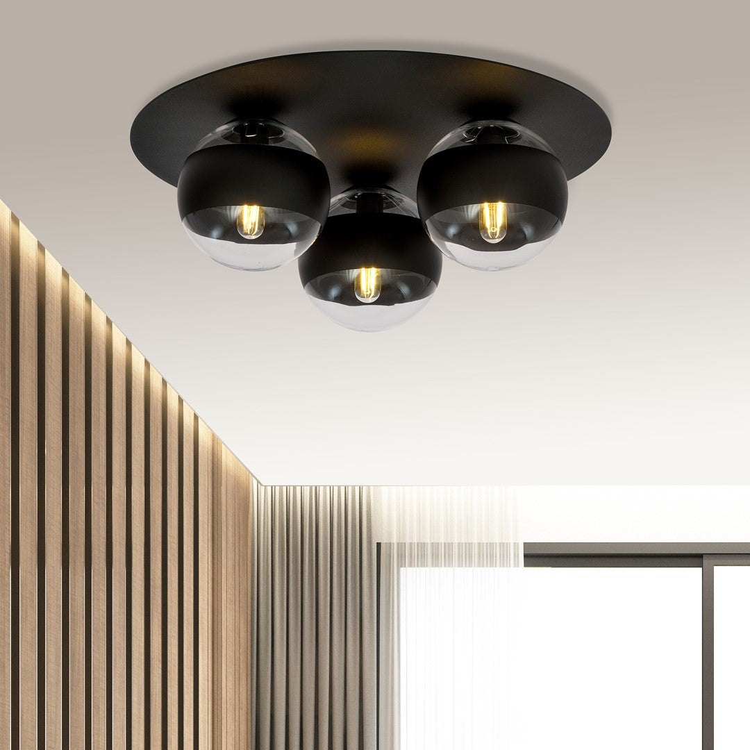 Plafoniera SOLAR 3 neagra cu dungi