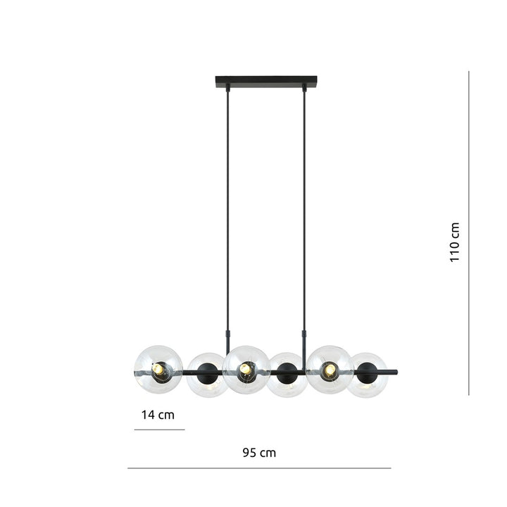 Lustra suspendata RORY 6 cu abajur transparent