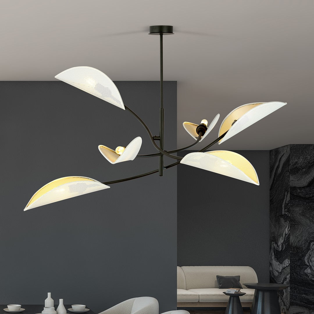 Lustra LOTUS 6 alba cu auriu