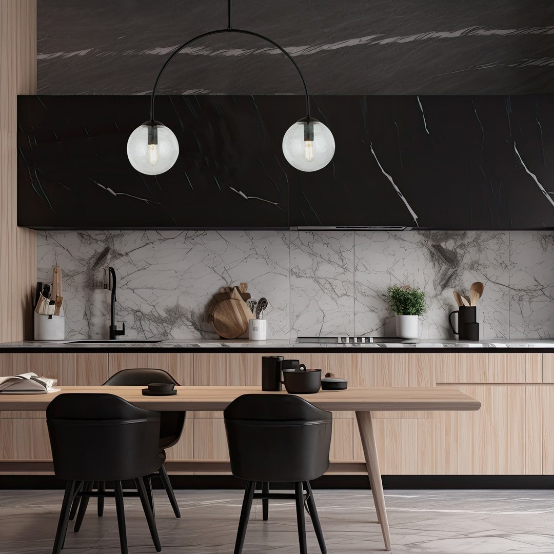 Lustra ARCHI 2 neagra cu abajur transparent