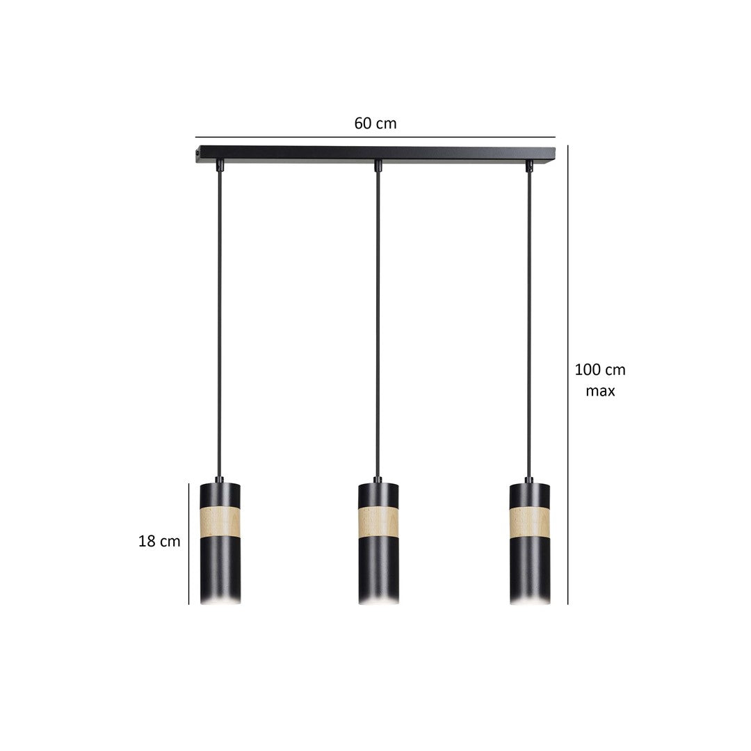 Lustra suspendata cu 3 pendule AKARI 3 neagra