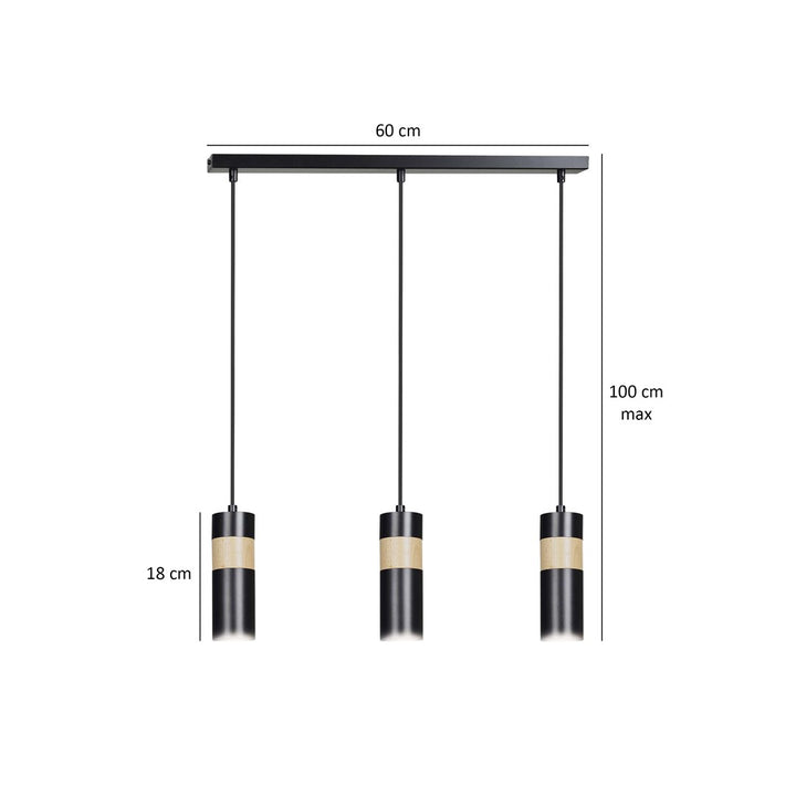 Lustra suspendata cu 3 pendule AKARI 3 neagra
